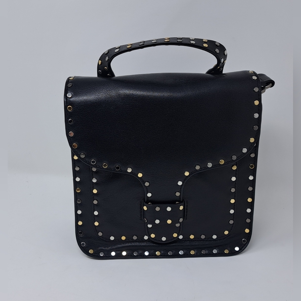 Rebecca Minkoff Midnighter Black Leather Crossbody Messenger Bag Metal Studs - Picture 13 of 15